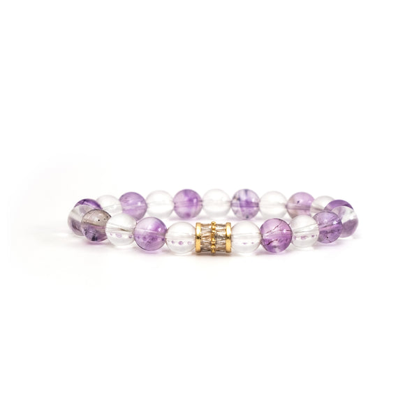 Lemurea Super Albedo Purple Super 7 with Clear Quartz Bracelet