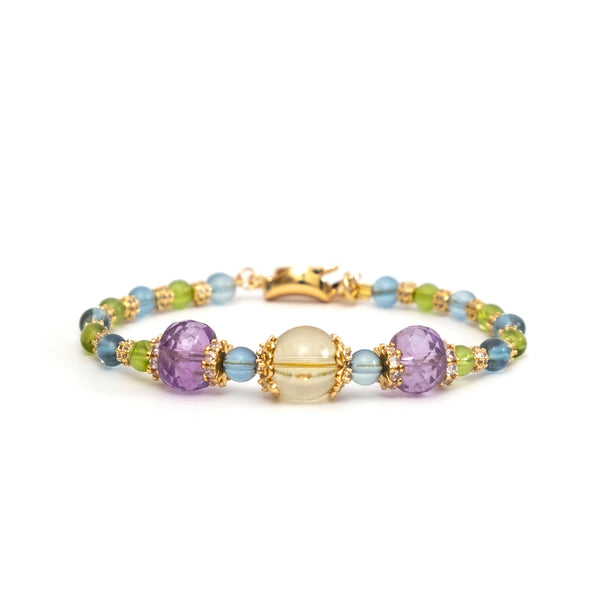 Lemurea Luminous Loom Natural Aquamarine Citrine Olivine and Amethyst Bracelet