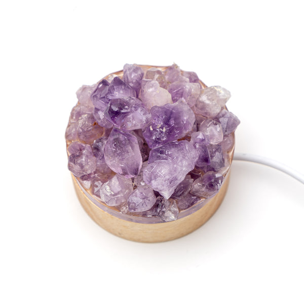Lemurea Natural Amethyst Light Stand Decoration Desk Accessory