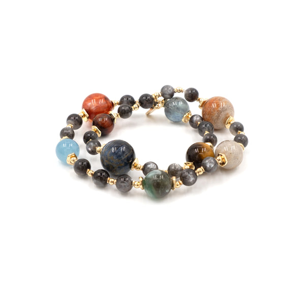 Lemurea Celestial Alignment III Multi Stone Cosmic Design Multiple Loop Bracelet