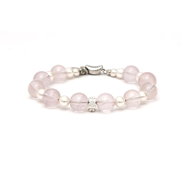 Lemurea Rose Petal Aura Rose Quartz and Pearls